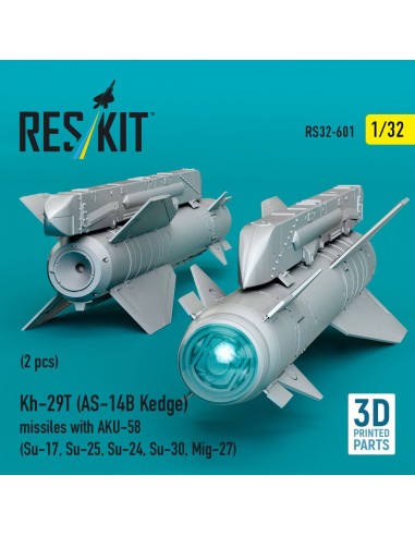 Kh-29T (AS-14B Kedge) missiles with AKU-58 (2 pcs) (Su-17, Su-25, Su-24, Su-30, Mig-27) (3D Printed) 