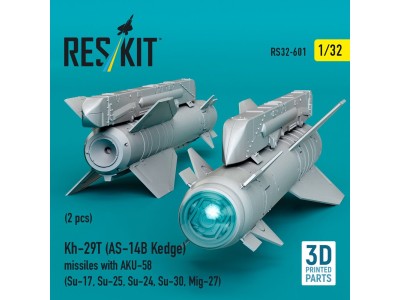 Kh-29T (AS-14B Kedge) missiles with AKU-58 (2 pcs) (Su-17, Su-25, Su-24, Su-30, Mig-27) (3D Printed) 