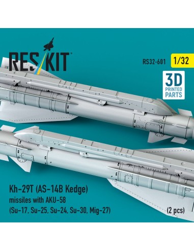 Kh-29T (AS-14B Kedge) missiles with AKU-58 (2 pcs) (Su-17, Su-25, Su-24, Su-30, Mig-27) (3D Printed) 