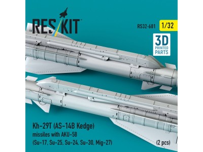 Kh-29T (AS-14B Kedge) missiles with AKU-58 (2 pcs) (Su-17, Su-25, Su-24, Su-30, Mig-27) (3D Printed) 
