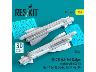 Kh-29T (AS-14B Kedge) missiles with AKU-58 (2 pcs) (Su-17, Su-25, Su-24, Su-30, Mig-27) (3D Printed) 