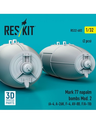 Mark 77 napalm bombs Mod.2 (2pcs) (A-4, A-26K, F-4, AV-8B, F/A-18) (3D Printed) 