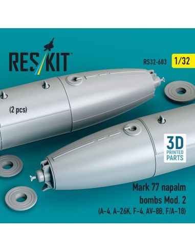 Mark 77 napalm bombs Mod.2 (2pcs) (A-4, A-26K, F-4, AV-8B, F/A-18) (3D Printed) 
