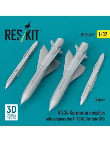 AS.34 Kormoran missiles with adapters (2 pcs) (for F-104G, Tornado IDS) (3D Printed) 