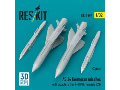 AS.34 Kormoran missiles with adapters (2 pcs) (for F-104G, Tornado IDS) (3D Printed) 