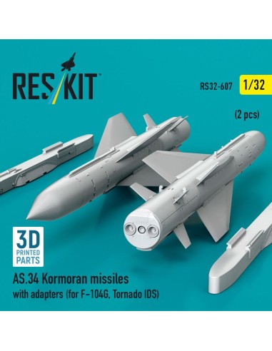 AS.34 Kormoran missiles with adapters (2 pcs) (for F-104G, Tornado IDS) (3D Printed) 