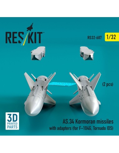 AS.34 Kormoran missiles with adapters (2 pcs) (for F-104G, Tornado IDS) (3D Printed) 