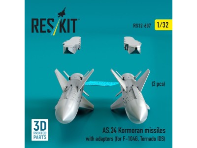 AS.34 Kormoran missiles with adapters (2 pcs) (for F-104G, Tornado IDS) (3D Printed) 