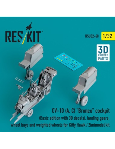OV-10 (A, C) Bronco cockpit (Basic edition with 3D decals), landing gears, wheel bays and weighted wheels for Kitty Hawk / Zimim