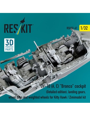 OV-10 (A, C) Bronco cockpit (Detailed edition), landing gears, wheel bays and weighted wheels for Kitty Hawk / Zimimodel kit (3D