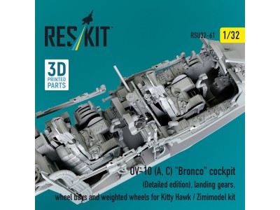 OV-10 (A, C) Bronco cockpit (Detailed edition), landing gears, wheel bays and weighted wheels for Kitty Hawk / Zimimodel kit (3D