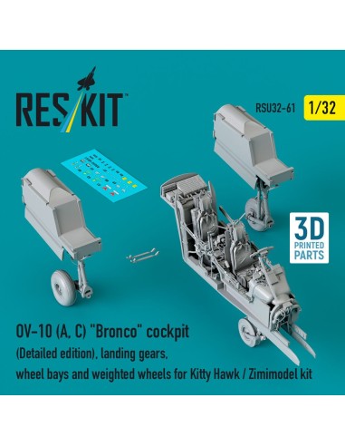 OV-10 (A, C) Bronco cockpit (Detailed edition), landing gears, wheel bays and weighted wheels for Kitty Hawk / Zimimodel kit (3D