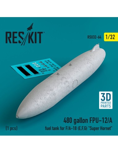 480 gallon FPU-12/A fuel tank for F/A-18 (E,F,G) Super Hornet (1 pcs) (3D Printed) 