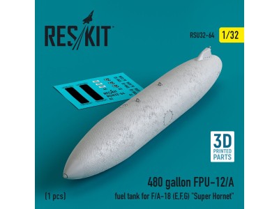 480 gallon FPU-12/A fuel tank for F/A-18 (E,F,G) Super Hornet (1 pcs) (3D Printed) 