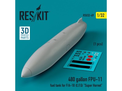 480 gallon FPU-11 fuel tank for F/A-18 (E,F,G) Super Hornet (1 pcs) (3D Printed) 