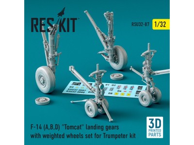 F-14 (A,B,D) Tomcat landing gears with weighted wheels set for Trumpeter kit (3D Printed) 