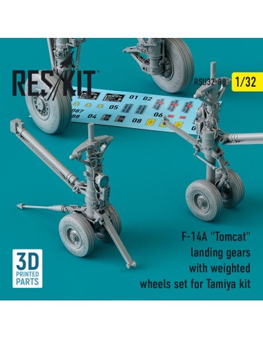 F-14A Tomcat landing gears with weighted wheels set for Tamiya kit (3D Printed) 