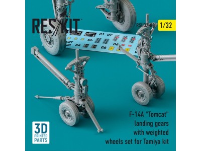 F-14A Tomcat landing gears with weighted wheels set for Tamiya kit (3D Printed) 