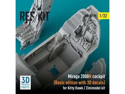 Mirage 2000N cockpit (Basic edition with 3D decals) for Kitty Hawk / Zimimodel kit (3D Printed) 