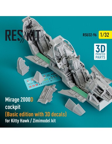 Mirage 2000D cockpit (Basic edition with 3D decals) for Kitty Hawk / Zimimodel kit (3D Printed) 
