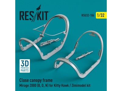 Close canopy frame Mirage 2000 (B,D,N) for Kitty Hawk / Zimimodel kit (3D Printed) 