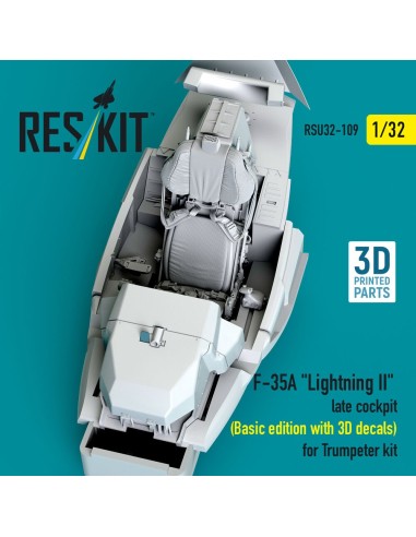 F-35A Lightning II late cockpit (Basic edition with 3D decals) for Trumpeter kit (3D Printed) 