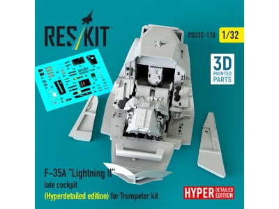 F-35A Lightning II late cockpit (Hyperdetailed edition) for Trumpeter kit (3D Printed) 