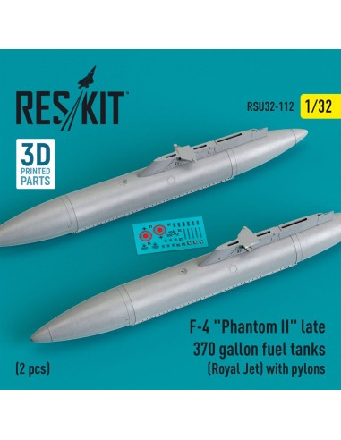 F-4 Phantom II late 370 gallon fuel tanks (Royal Jet) with pylons (2 pcs) (3D Printed) 