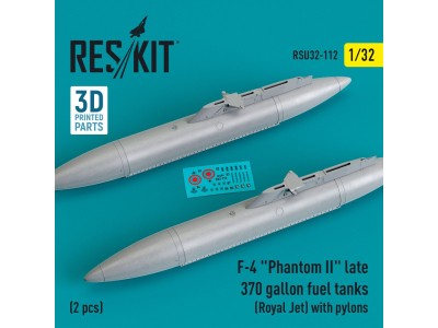 F-4 Phantom II late 370 gallon fuel tanks (Royal Jet) with pylons (2 pcs) (3D Printed) 