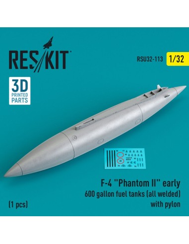F-4 Phantom II early 600 gallon fuel tanks (all welded) with pylon (1 pcs) (3D Printed) 