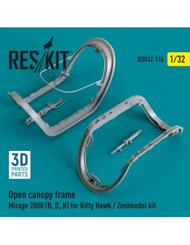 Open canopy frame Mirage 2000 (B,D,N) for Kitty Hawk / Zimimodel kit (3D Printed) 