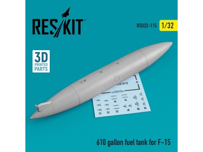 610 gallon fuel tank for F-15 (1 pcs) (3D Printed) 