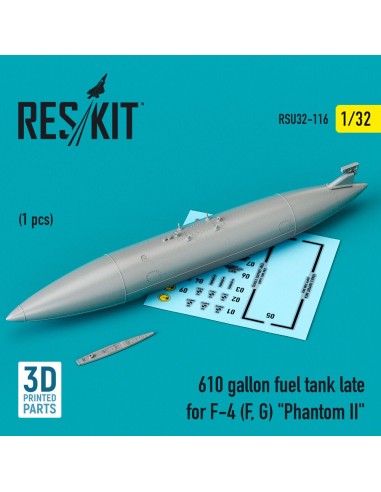 610 gallon fuel tank late for F-4 (F, G) Phantom II (3D Printed) 