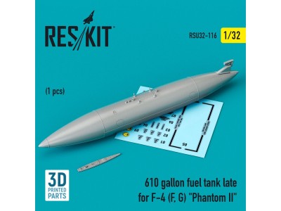 610 gallon fuel tank late for F-4 (F, G) Phantom II (3D Printed) 