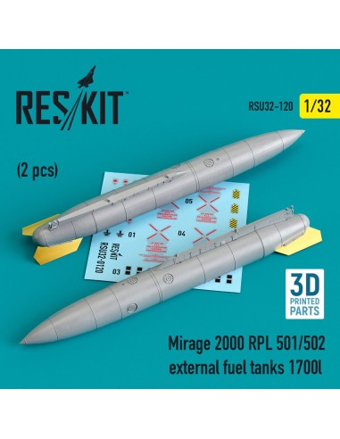 Mirage 2000 RPL 501/502 external fuel tanks 1700lt (2 pcs) (3D Printed) 