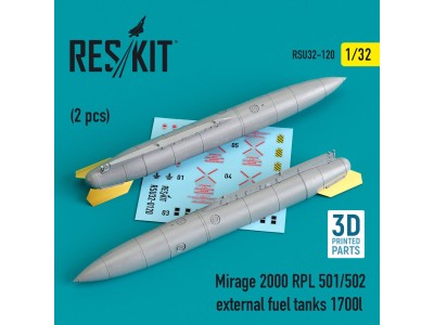 Mirage 2000 RPL 501/502 external fuel tanks 1700lt (2 pcs) (3D Printed) 