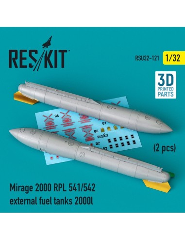 Mirage 2000 RPL 541/542 external fuel tanks 2000lt (2 pcs) (3D Printed) 