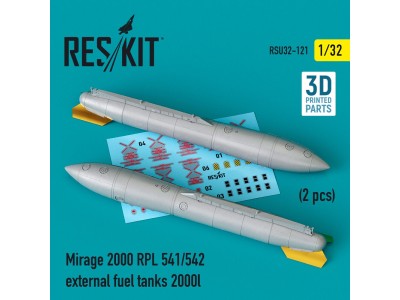 Mirage 2000 RPL 541/542 external fuel tanks 2000lt (2 pcs) (3D Printed) 