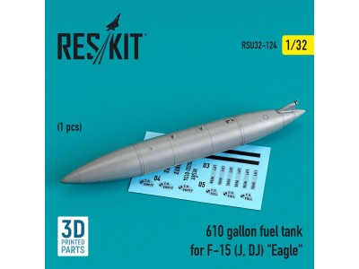 610 gallon fuel tank for F-15 (J, DJ) Eagle (1 pcs) (3D Printed) 