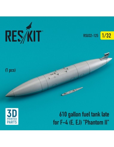 610 gallon fuel tank late for F-4 (E, EJ) Phantom II (1 pcs) (3D Printed) 