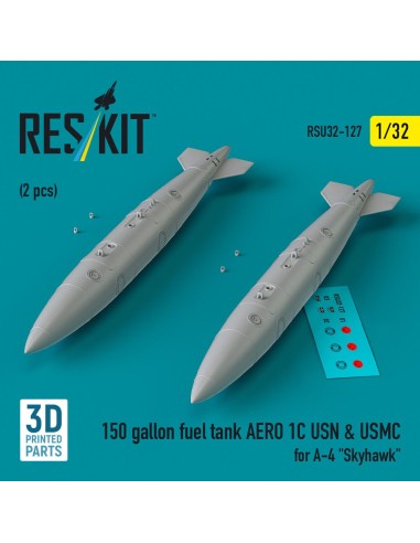 150 gallon fuel tank AERO 1C USN & USMC for A-4 Skyhawk (2 pcs) (3D Printed) 