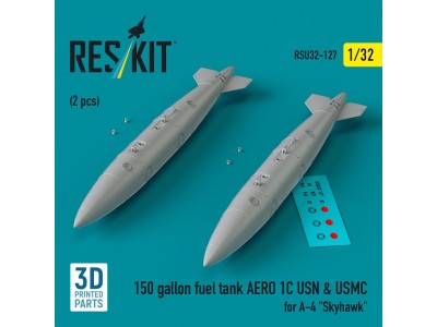 150 gallon fuel tank AERO 1C USN & USMC for A-4 Skyhawk (2 pcs) (3D Printed) 