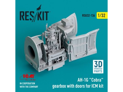 AH-1G Cobra gearbox with doors for ICM kit (3D Printed) 