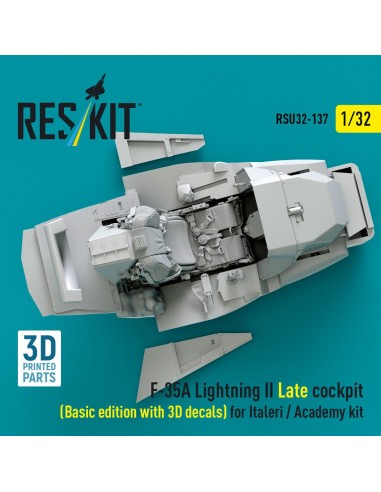 F-35A Lightning II Late cockpit (Basic edition with 3D decals) for Italeri / Academy kit (3D Printed) 