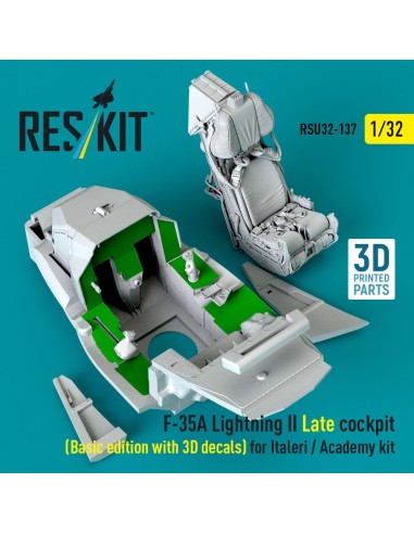 F-35A Lightning II Late cockpit (Basic edition with 3D decals) for Italeri / Academy kit (3D Printed) 