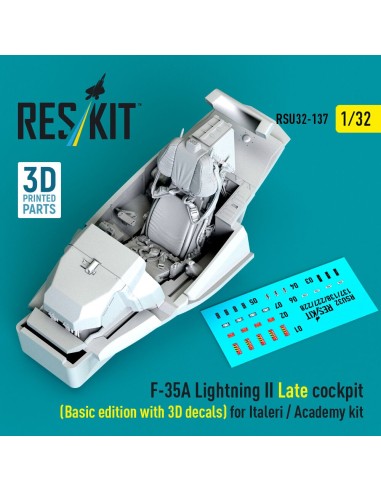 F-35A Lightning II Late cockpit (Basic edition with 3D decals) for Italeri / Academy kit (3D Printed) 