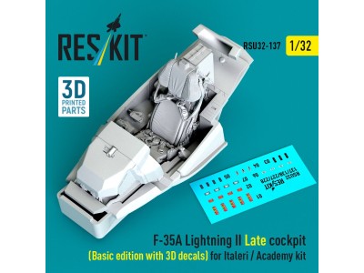 F-35A Lightning II Late cockpit (Basic edition with 3D decals) for Italeri / Academy kit (3D Printed) 