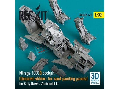 Mirage 2000D cockpit (Detailed edition) for Kitty Hawk / Zimimodel kit (3D Printed) 