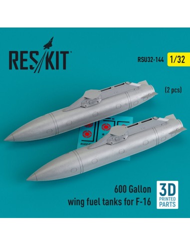 600 Gallon wing fuel tanks for F-16 (CJ/DJ Block 50/52, 50/52+, Sufa) (2 pcs) (3D Printed) 
