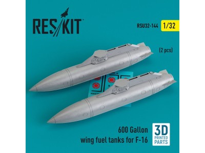 600 Gallon wing fuel tanks for F-16 (CJ/DJ Block 50/52, 50/52+, Sufa) (2 pcs) (3D Printed) 
